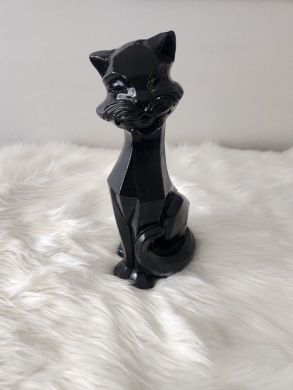 MCM Ceramic 1960's Cubist Black Cat Statue